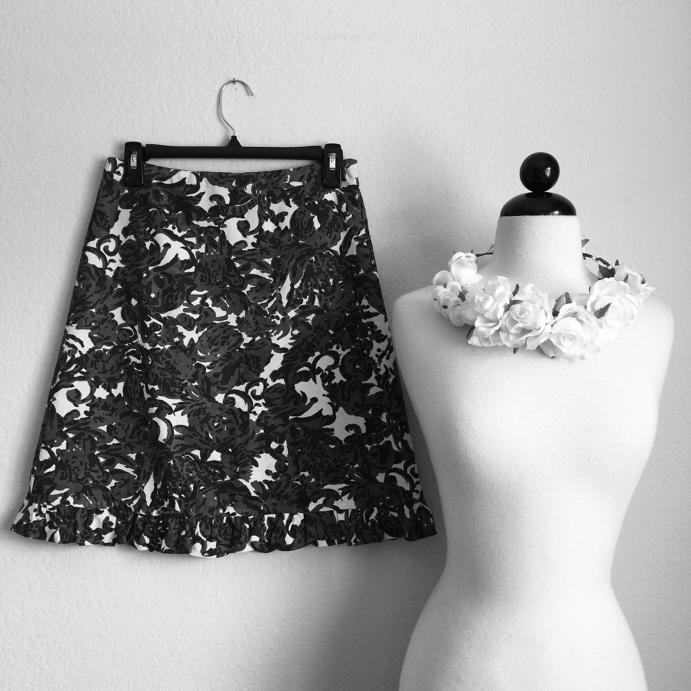 Anthropologie Odille Grey Floral Skirt